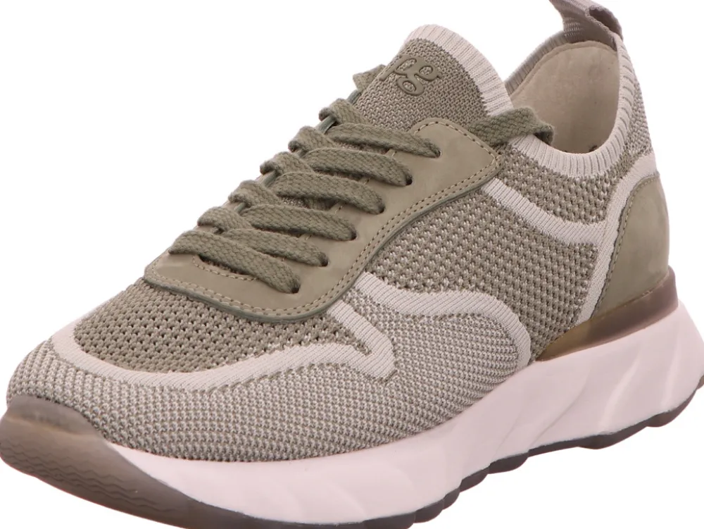 Paul Green Freizeit Schnürer grün KNIT/NUBUK herb-Damen Sneaker & Schnürer