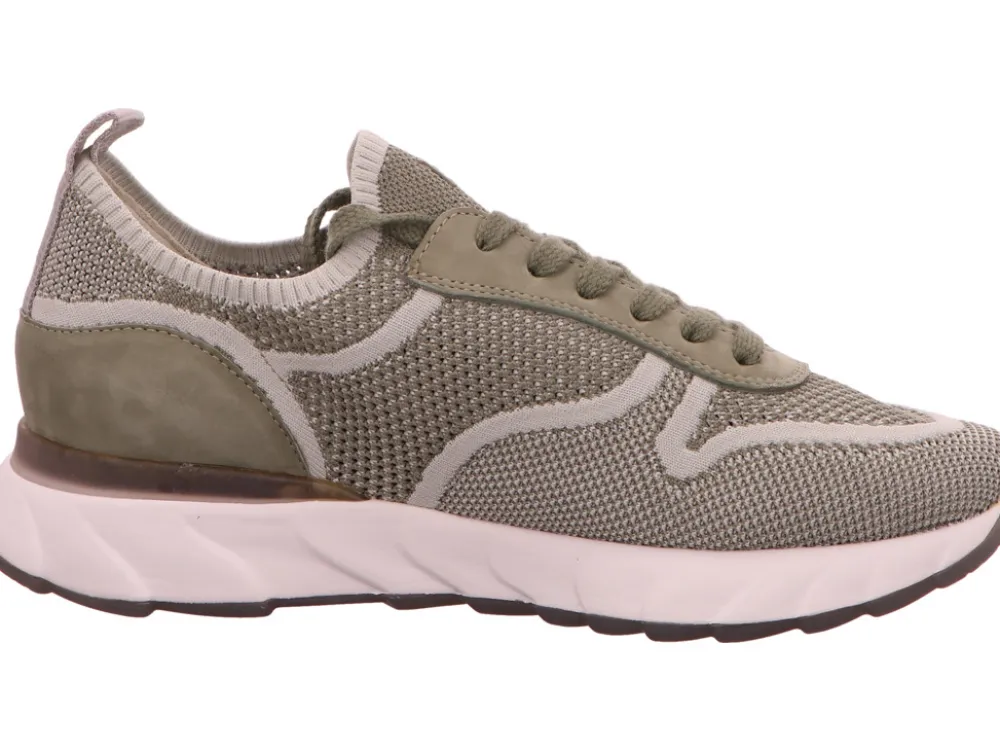 Paul Green Freizeit Schnürer grün KNIT/NUBUK herb-Damen Sneaker & Schnürer