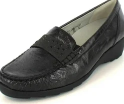 Waldläufer Mokassins schwarz-Damen Slipper